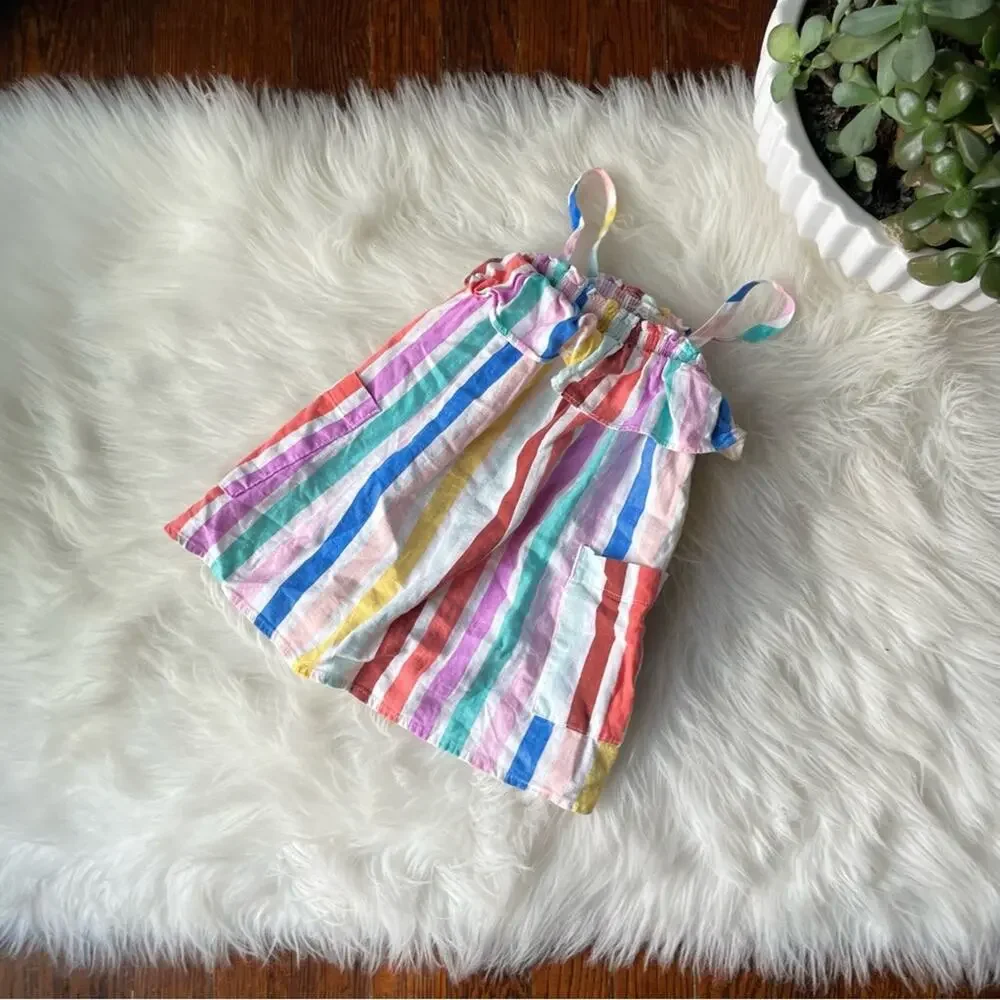 Oshkosh B’gosh Rainbow Stripe Toddler Dress Linen Blend 18M